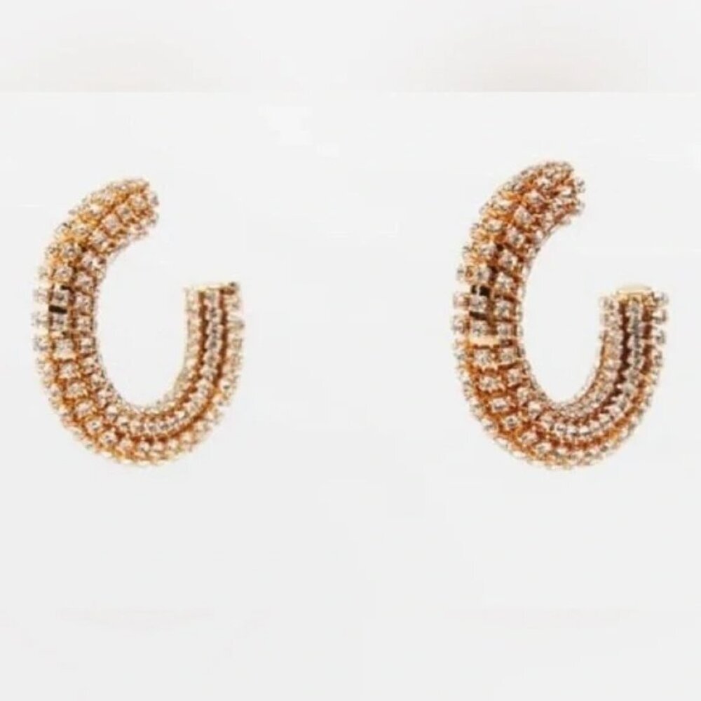 NWT. Zara Jewel Open hoop earrings with jewel appliqués. - Picture 1 of 5